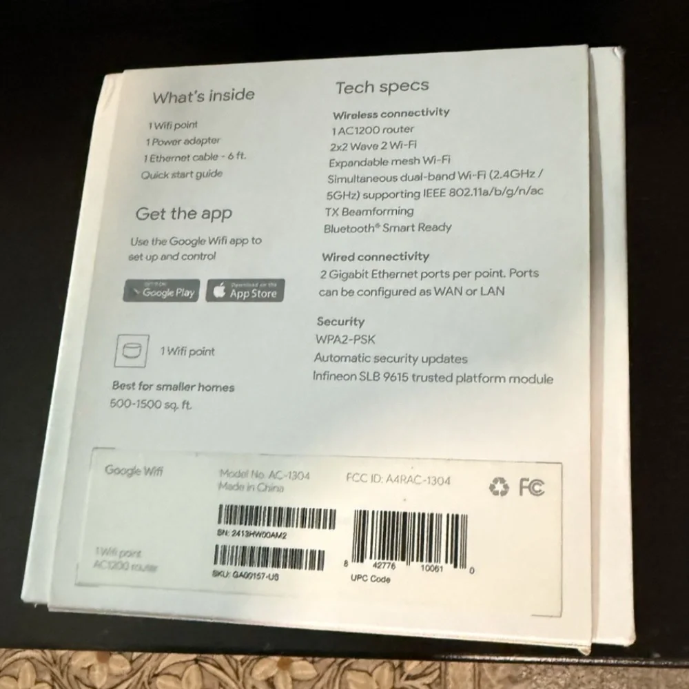 Google Home Wi-fi System Point Router AC 1200 - White Used Model AC-1304
